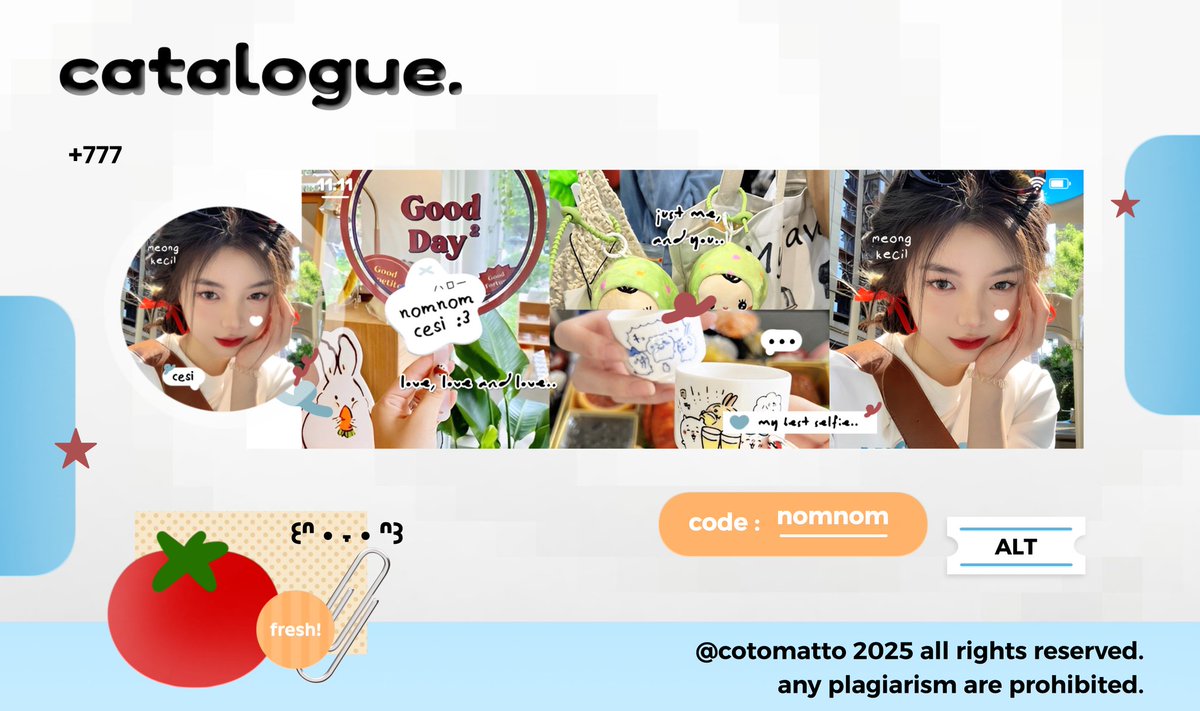 hy sobat tomet, help repost nya ol,🍅

hy somet, aku bawa 4 anak baru yang nantinya antara mau aku keep as catalogue atau sell as template masih belum tau, yang penting mau ospek duluu,🥣 boleh bantu ospeknya dulu somet? kalau ada yang ndak aman, let me know ia, tysm🍅

#zonauang