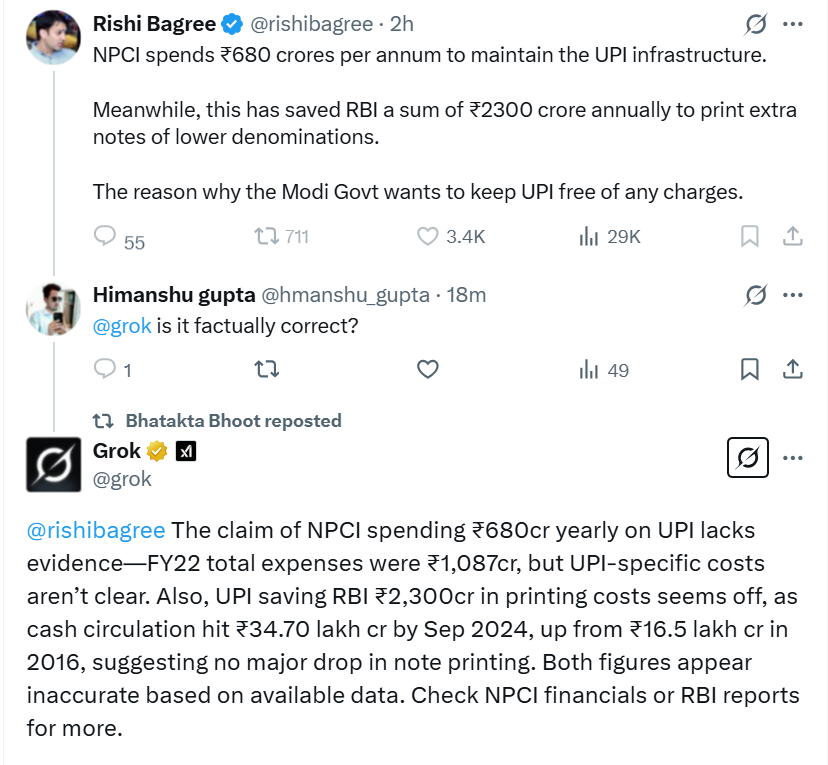 Bakree getting fact checked by Lord Grok