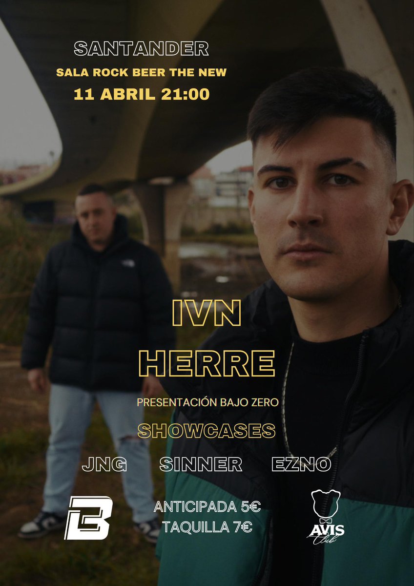 Nos vemos el 11 de abril presentando Bajo Zero en Santander 🫶🏽

Cantaremos canciones de siempre, no solo las nuevas y vendrán + invitados 🥶

Anticipadas MD