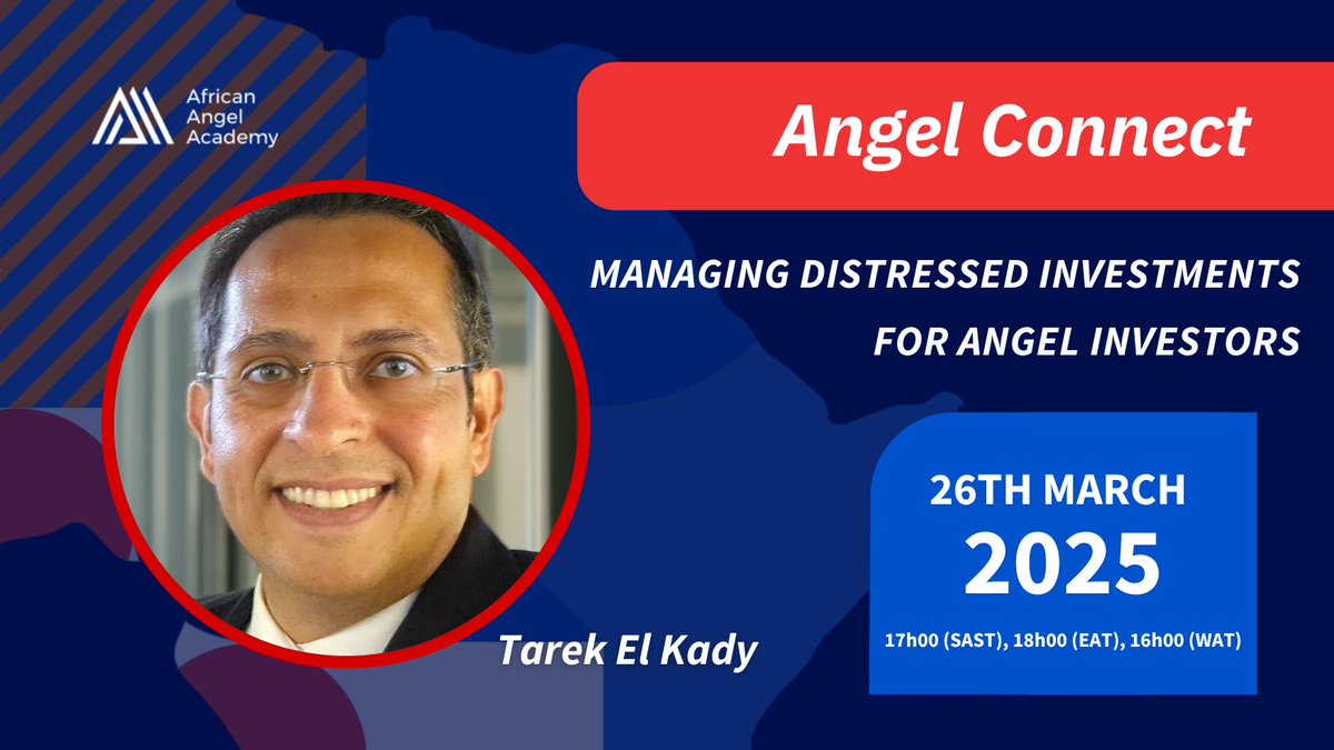🚀 Speaker Alert! 🚀

Join us on March 26, 2025, at 6 PM EAT for Angel Connect as Tarek El Kady, CEO of KD Group &amp; Chair of Alex Angels, will share insights on managing distressed investments &amp; turning setbacks into opportunities.

📅 Register now: bit.ly/4khQ8yW!