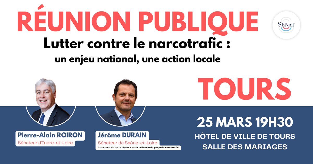 paroiron37's tweet image. 🗣️ LE 25 MARS - 19h30, RDV À L'HÔTEL DE VILLE DE TOURS pour une Réunion publique autour des enjeux du narcotrafic dans nos territoires en présence de mon cher collègue @Jeromedurain, Sénateur de Saône-et-Loire.