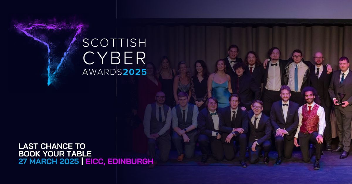 300+ cybersecurity professionals have registered to attend the 2025 Scottish Cyber Awards. The Award Ceremony will be held on 27th March at EICC in Edinburgh.

Last chance to book your table: buff.ly/wFyuNuC

#ScotCyberAwards25 #CyberSecurity #CyberAwards #CyberNews