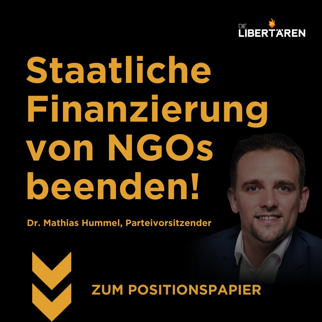 Wir werden die Staatliche Finanzierung von NGOs beenden!❌ Zum Positionspapier ⏬