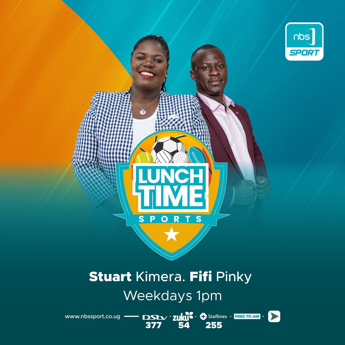 NBS Sport (@nbsportug) on Twitter photo We've seen this duo in action before, haven’t we? <a href="/FifiPhionaPinky/">Fifi Phiona Pinky</a> and <a href="/KimeraStuart/">Kimera Stuart</a> reunite to bring you Lunch Time Sports—perfect company as you enjoy your meal, wherever you're watching from!
#NBSLTS #NBSportUpdates #NBSportShakeUp #BraceForImpact We've seen this duo in action before, haven’t we? <a href="/FifiPhionaPinky/">Fifi Phiona Pinky</a> and <a href="/KimeraStuart/">Kimera Stuart</a> reunite to bring you Lunch Time Sports—perfect company as you enjoy your meal, wherever you're watching from!
#NBSLTS #NBSportUpdates #NBSportShakeUp #BraceForImpact