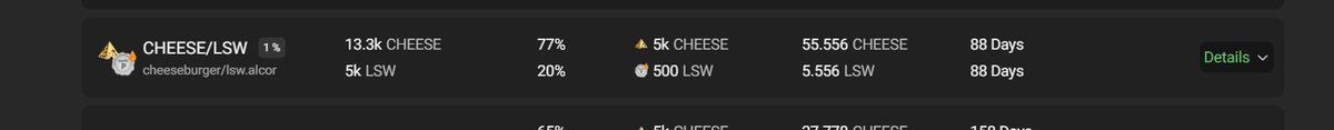 CHEESEonWAX (@cheesetoken) on Twitter photo We just airdropped $CHEESE to the top 50 $LSW holders and launched a 90 day LSW/CHEESE farm on <a href="/alcorexchange/">Alcor Exchange</a> yielding both $CHEESE and $LSW. Buy, sell, trade or farm $CHEESE on Alcor and secure your piece of blockchain history
#WAXP #memecoins We just airdropped $CHEESE to the top 50 $LSW holders and launched a 90 day LSW/CHEESE farm on <a href="/alcorexchange/">Alcor Exchange</a> yielding both $CHEESE and $LSW. Buy, sell, trade or farm $CHEESE on Alcor and secure your piece of blockchain history
#WAXP #memecoins