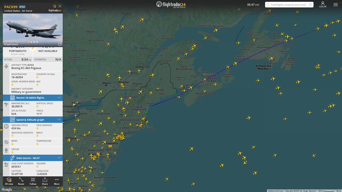 AIYeyENGDdJkjTr's tweet image. Mar. 17, 2025
#Portsmouth ANG Base ==&amp;gt; #Budapest,Hungary

#PACK99 #AE5FA1 USAF KC-46A Pegasus