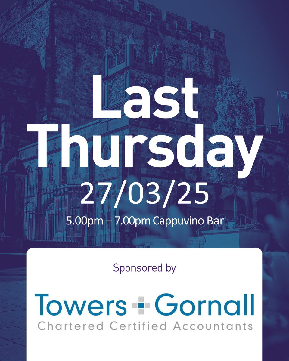 Join us on Thursday the 27th of March at Cappuvino Bar &amp; Restaurant in Lancaster for our Last Thursday networking event.

This month is kindly sponsored by Towers+Gornall.

We hope to see you there!