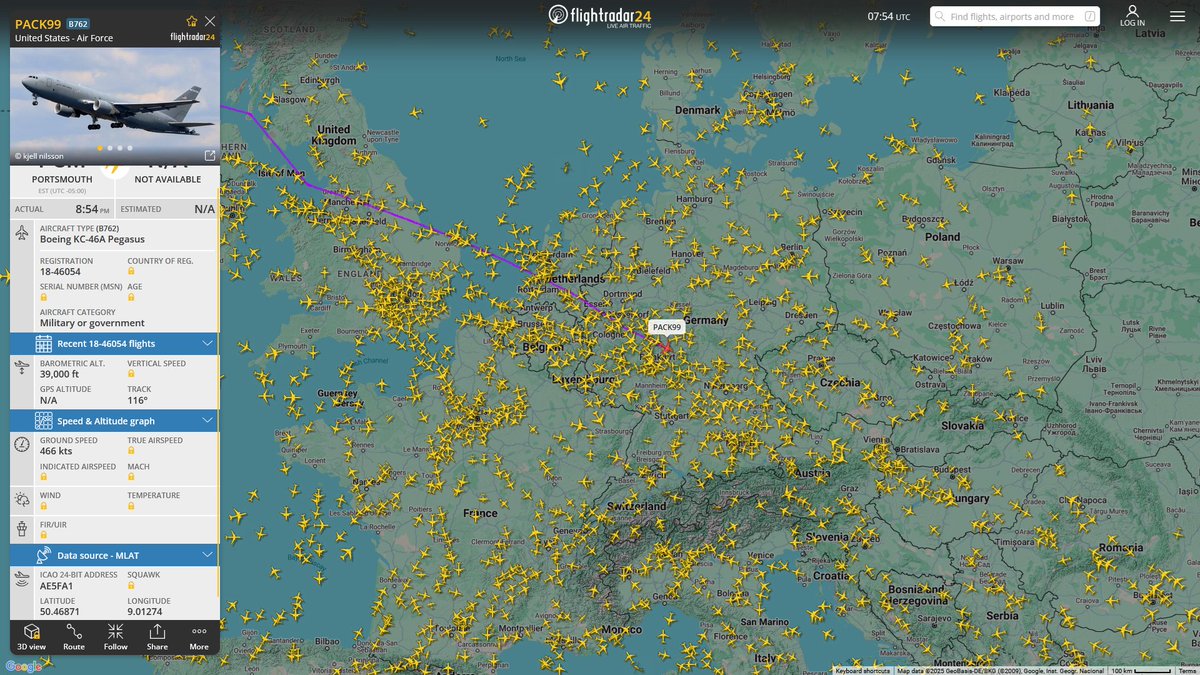 AIYeyENGDdJkjTr's tweet image. Mar. 17, 2025
#Portsmouth ANG Base ==&amp;gt; #Budapest,Hungary

#PACK99 #AE5FA1 USAF KC-46A Pegasus
