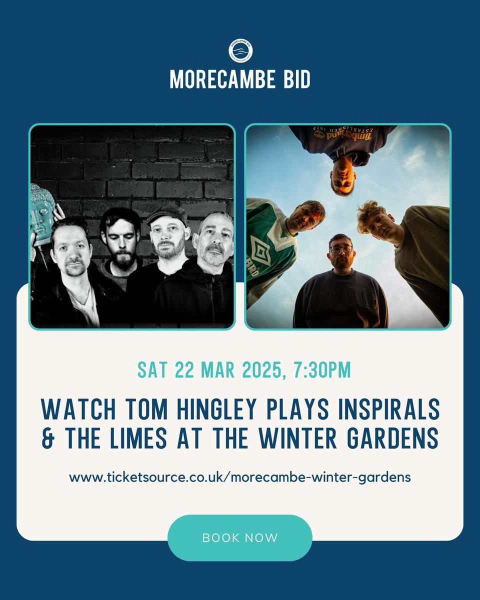 👉 ticketsource.co.uk/booking/select…

🎶 Live Music Alert! 🎶 Join us at Morecambe Winter Gardens on March 22, 2025, for a night with Tom Hingley (ex-Inspiral Carpets)! 🎤 Expect iconic hits &amp; support from local band The Limes! 🌟🎟️ Grab your tickets now!

#LiveMusic #Morecambe #TomHingley