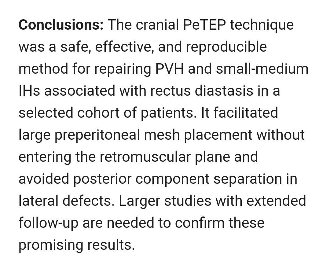 bit.ly/4bOBlIt Cranial approach for preperitoneal/pretransversalis #PeTEP hernia repair: a novel technique description and early outcomes.

#HerniaSurgery #IncisionalHernia <a href="/SurgEndosc/">Surgical Endoscopy</a>