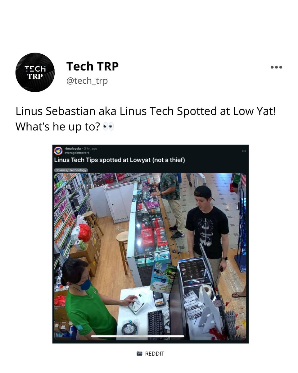 tech_trp's tweet image. Linus Sebastian at Low Yat Plaza! 📸 The tech legend himself is in Malaysia—what’s he up to? Maybe a secret project? A shopping spree? Drop your guesses below! 👇 #LinusTechTips #TechTRP #MalaysiaTech