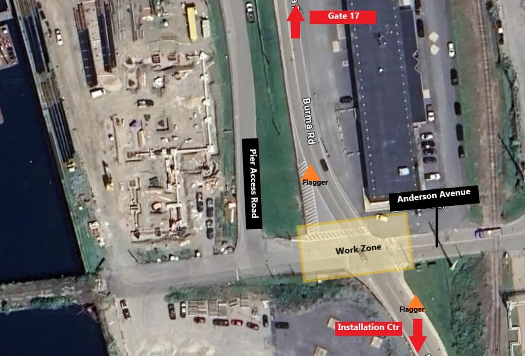 Roadway construction and utility work will begin near the intersection of Burma Rd. and Anderson Ave. This will require a partial outage of Burma Road/Peary Street during the period March 18 through April 4, 2025. Work will be conducted each week day from 9 a.m. through 3 p.m.