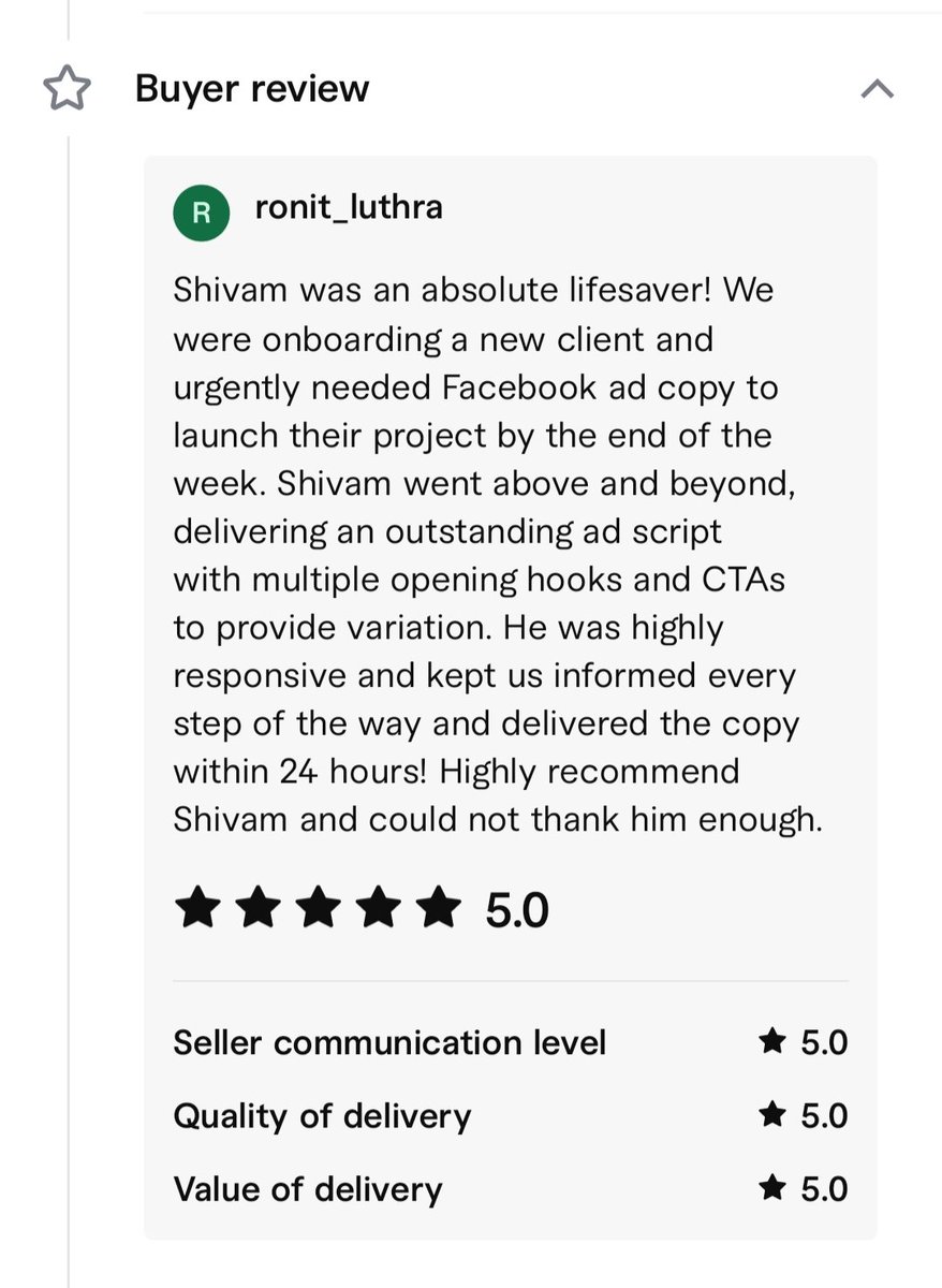 copywritershiva's tweet photo. This is the 6th client review π
#clientreview #fiverr #copywriting #copywritingtip #copywritingservice https://t.co/JqoDMjHQnH