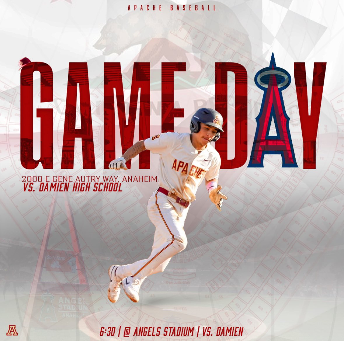 Arcadia Baseball (@arcadiabaseball) on Twitter photo Game Day!
Today’s the day we get to play at the Big A! Arcadia (9-0) takes on Damien (3-3) at 6:30 pm at Angel Stadium. Parking and the game are free to attend.
<a href="/ArcadiaUnified/">Arcadia Unified</a> <a href="/SGVNSports/">Fred J. Robledo 👨🏻💻</a> <a href="/James_Escarcega/">James Escarcega 📈🏈🏀⚾️🥎 🤼🤽🏽♂️🏊🏼♀️🏌🏻⚽️</a> <a href="/latsondheimer/">eric sondheimer</a> <a href="/LesLukach/">𝐋𝐞𝐬 𝐋𝐮𝐤𝐚𝐜𝐡</a> <a href="/ApacheBoosters/">Arcadia HS Apache Athletics</a> Game Day!
Today’s the day we get to play at the Big A! Arcadia (9-0) takes on Damien (3-3) at 6:30 pm at Angel Stadium. Parking and the game are free to attend.
<a href="/ArcadiaUnified/">Arcadia Unified</a> <a href="/SGVNSports/">Fred J. Robledo 👨🏻💻</a> <a href="/James_Escarcega/">James Escarcega 📈🏈🏀⚾️🥎 🤼🤽🏽♂️🏊🏼♀️🏌🏻⚽️</a> <a href="/latsondheimer/">eric sondheimer</a> <a href="/LesLukach/">𝐋𝐞𝐬 𝐋𝐮𝐤𝐚𝐜𝐡</a> <a href="/ApacheBoosters/">Arcadia HS Apache Athletics</a>