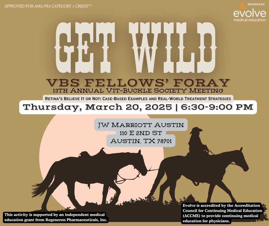 RetinaToday's tweet photo. Mark your calendars—March 20, 2025—for the 13th Annual Vit-Buckle Society Meeting in Austin, TX! Don't miss the Fellows' Foray CME opportunity! Register now!  https://t.co/ySxXA6wqwt https://t.co/cIrIBkdMBx
