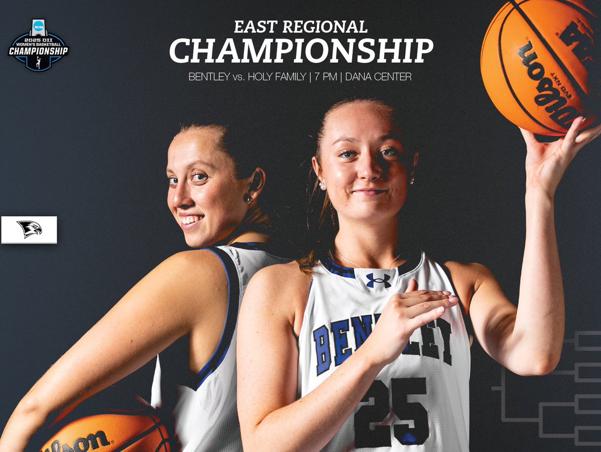 Tonight... at the Dana.... it's the NCAA Division II Women's Basketball East Region Championship game!

Bentley (32-1) vs. Holy Family, 7 pm for a berth in the Elite Eight!

Let's Pack the Dana!

Tournament Central: bentleyfalcons.com/sports/2025/3/…

#BentleyU #BentleyAlumni #NE10Embrace