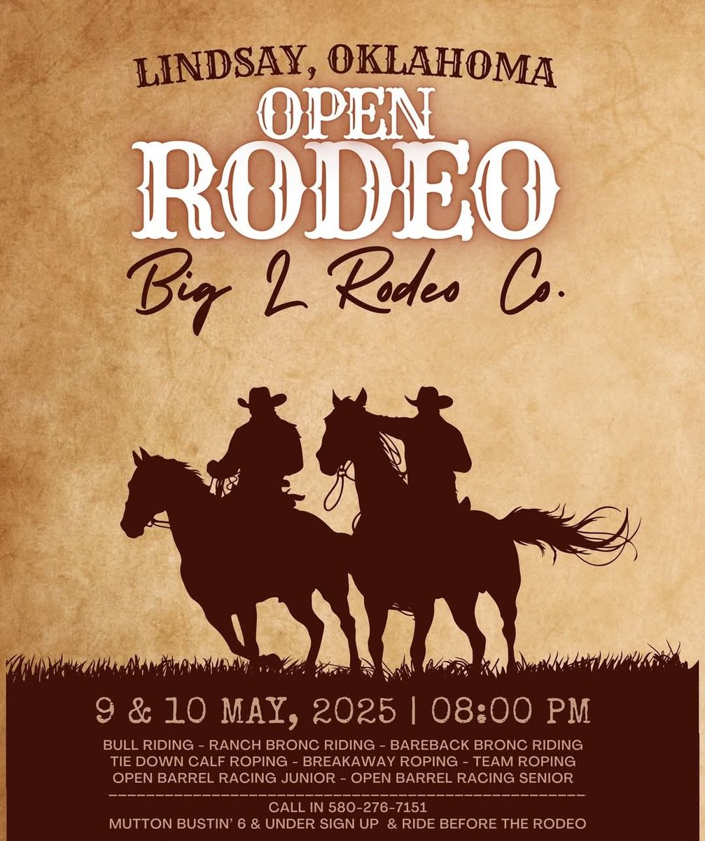 Open Rodeo May 9-10 in Lindsay, OK
#Oklahoma #Rodeo