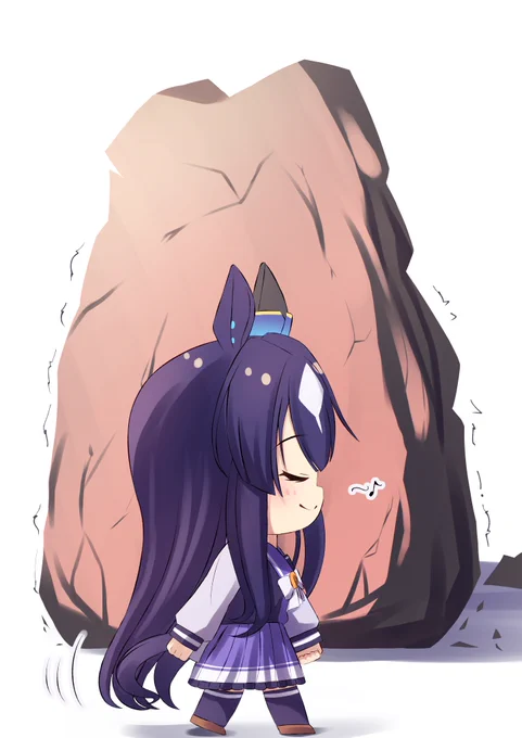 ヴィルシーナが岩盤の前を歩いてるだけのイラストです#ヴィルシーナ 
