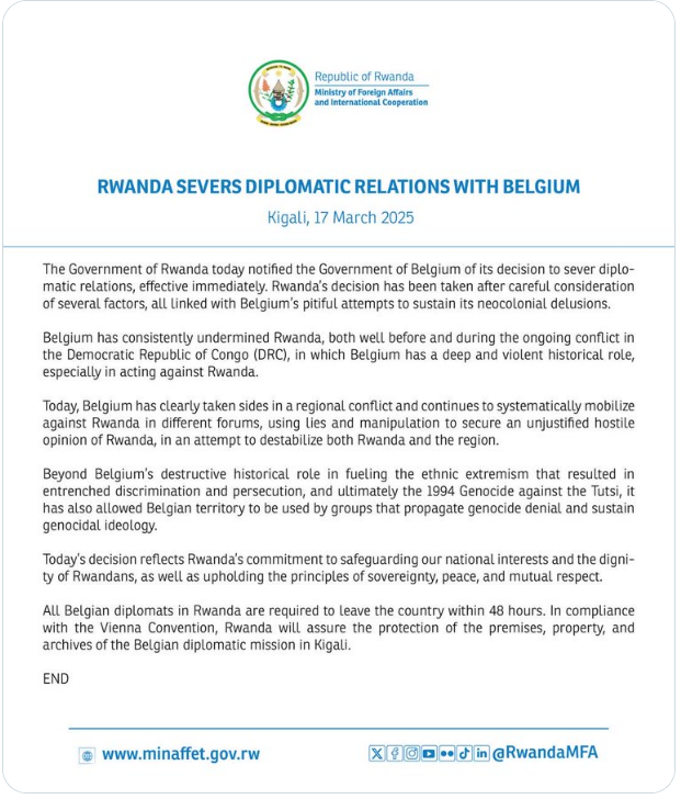umemotoyukari's tweet image. ルワンダがベルギーとの即日外交断絶を宣言、外交官に国外退去命令。…