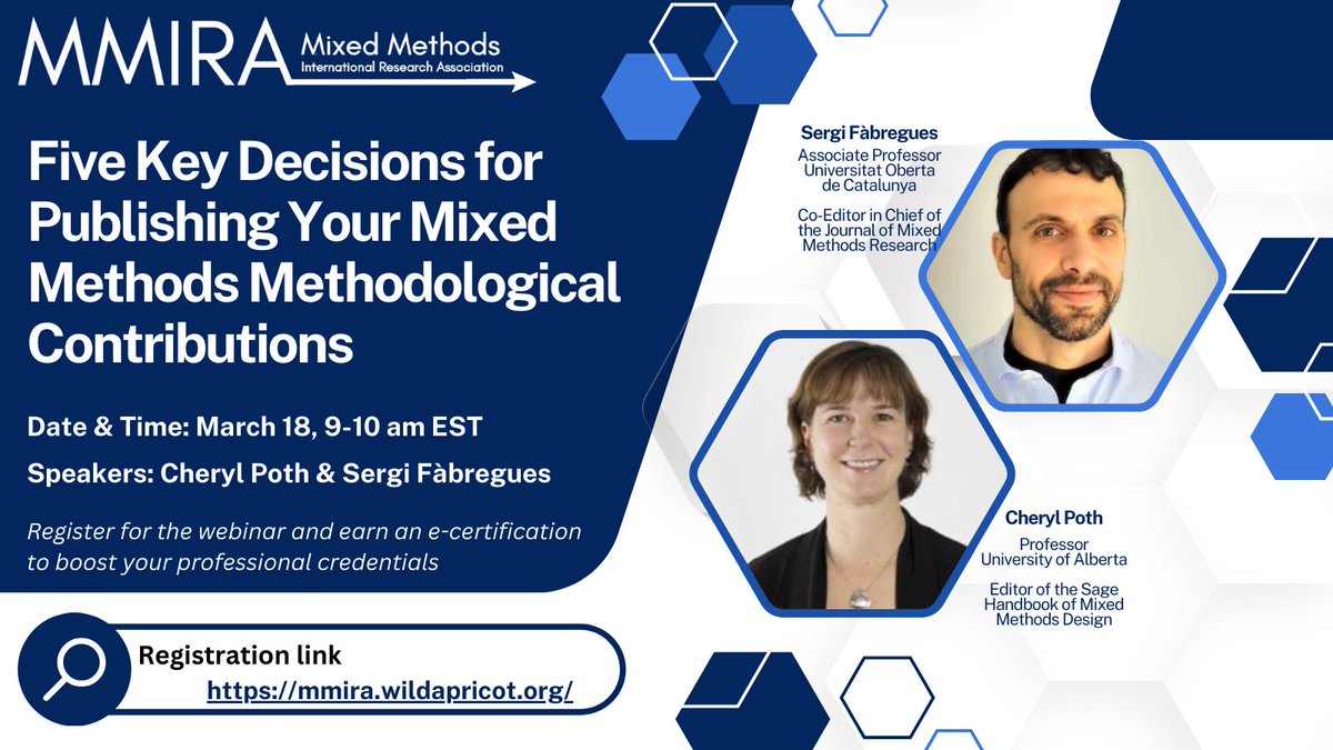 Dr Andrea M Lane (@lane_a_m) on Twitter photo Don't miss our upcoming <a href="/MMIRAssociation/">Mixed Methods International Research Association</a> webinar "Five Key Decisions for Publishing Your Mixed Methods Methodological Contributions " - March 18, 9-10AM (EDT)
More info and registration at mmira.wildapricot.org/event-5955738
#mixedmethods #research #highered Don't miss our upcoming <a href="/MMIRAssociation/">Mixed Methods International Research Association</a> webinar "Five Key Decisions for Publishing Your Mixed Methods Methodological Contributions " - March 18, 9-10AM (EDT)
More info and registration at mmira.wildapricot.org/event-5955738
#mixedmethods #research #highered
