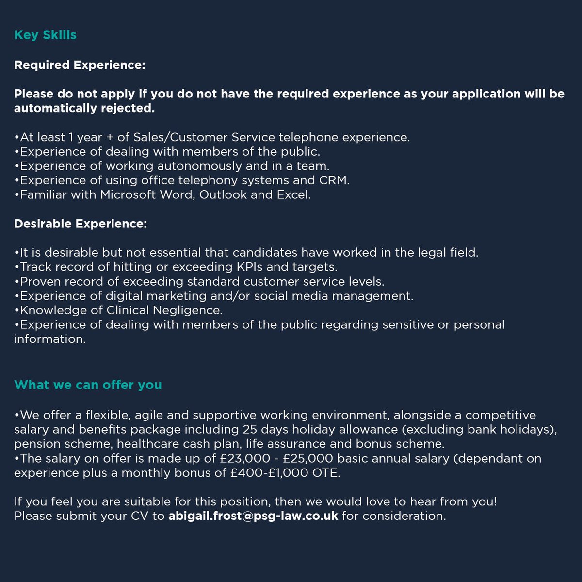 We’re looking for two talented and dedicated Legal Sales Advisors to join our growing team!

This is a brand-new and exciting role within the firm.

Both roles will be full-time positions based at our #Altrincham office.

#salesadvisor #lawjobs #hiring