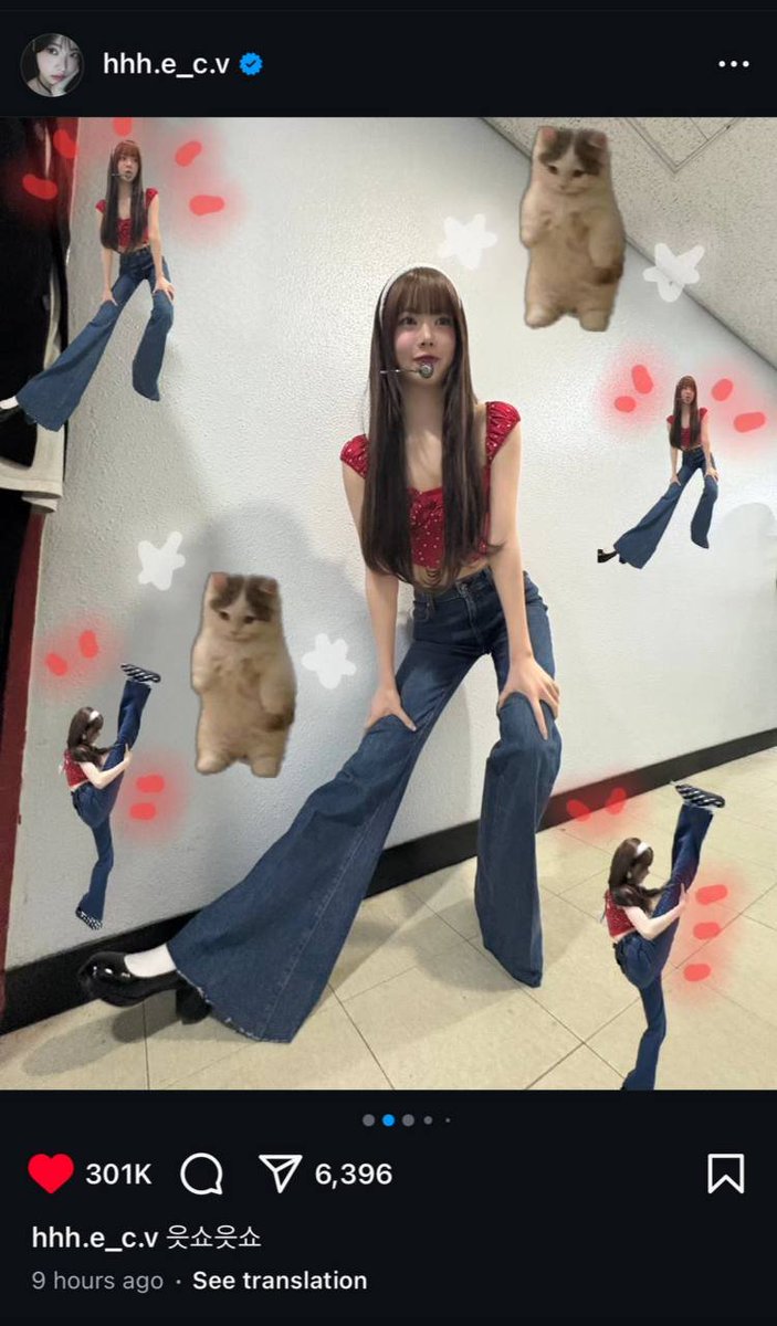 a lot of your memes don't go viral outside of CT. 

that's not the case for michi. 

this is Eunchae from <a href="/le_sserafim/">LE SSERAFIM</a> one of the biggest kpop bands in the world posting a michi a few hours ago. 

it's already at over 300k likes. 

- $michi(lio)