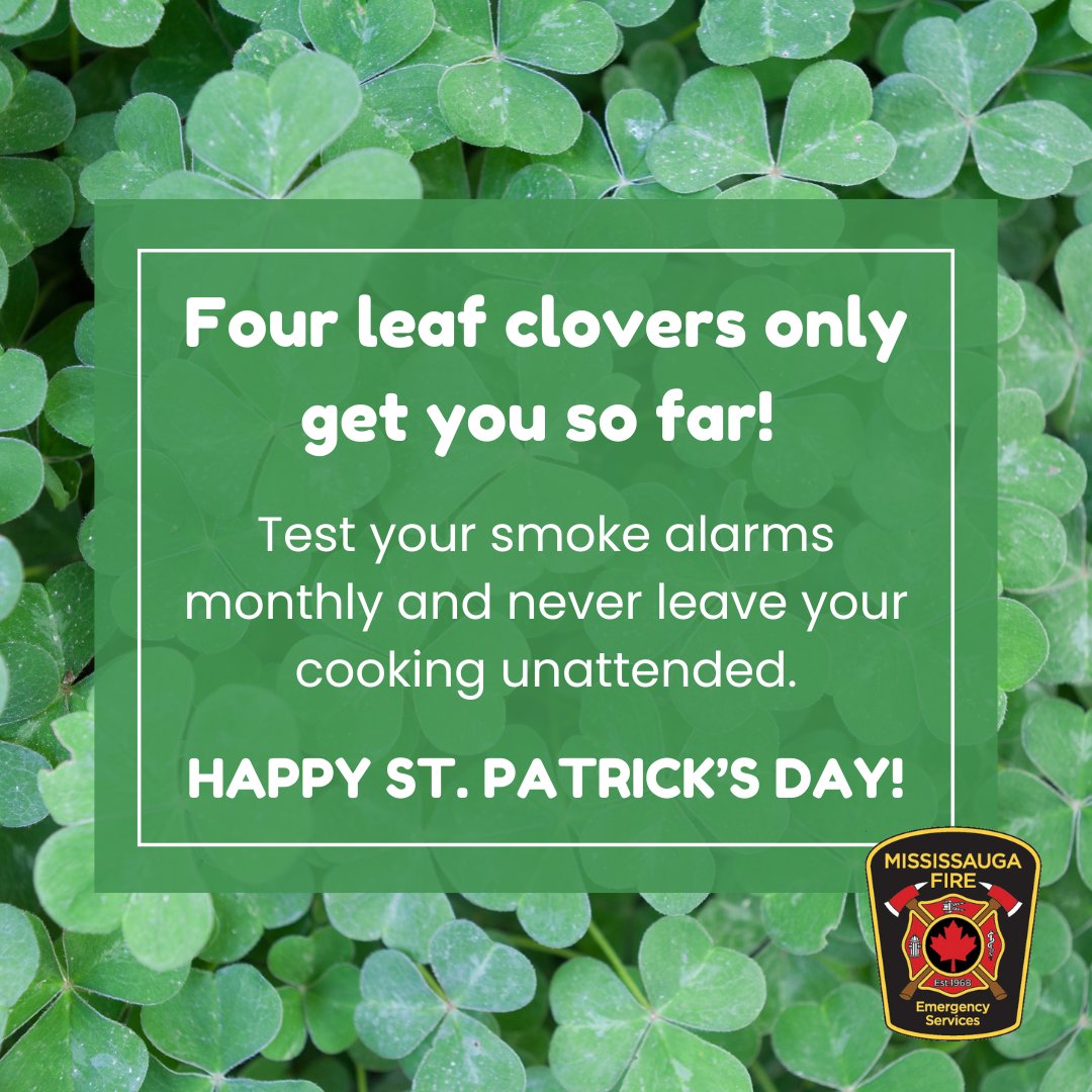 Happy St. Patrick's Day! 🍀🌈 Regardless of how lucky you may be, you never want to test your luck with a house fire. Test your smoke alarms to make sure they will work for you in an emergency. 🚨 NEVER leave your cooking unattended or use your stove while under the influence. 🔥