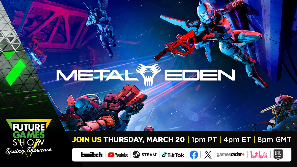 Metal Eden (@metal_eden) on Twitter photo We are proud to announce that we will be taking part in Future Game Show on Thursday, 20 March 2025 at 1 pm PT, 4 pm ET and 8 pm GMT!
<a href="/FutureGamesShow/">FutureGamesShow</a> <a href="/GamesRadar/">GamesRadar+</a>
#FutureGamesShow #METALEDEN #fps #Scifi #gaming We are proud to announce that we will be taking part in Future Game Show on Thursday, 20 March 2025 at 1 pm PT, 4 pm ET and 8 pm GMT!
<a href="/FutureGamesShow/">FutureGamesShow</a> <a href="/GamesRadar/">GamesRadar+</a>
#FutureGamesShow #METALEDEN #fps #Scifi #gaming