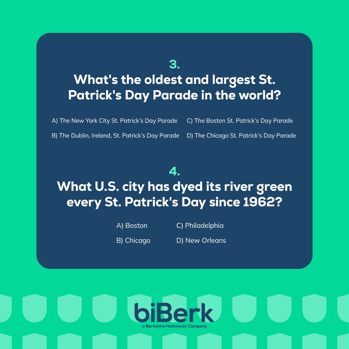 biberkinsurance's tweet image. 🍀 Think You’ve Got the Luck of the Irish? 🍀 Put your St. Patrick’s Day knowledge to the test! Take our fun quiz below and see how much you really know. 

#saintpatricksday #biberk #smartaboutsmal #protect #smallbusiness #smallbusinessinsurance #businessinsurance