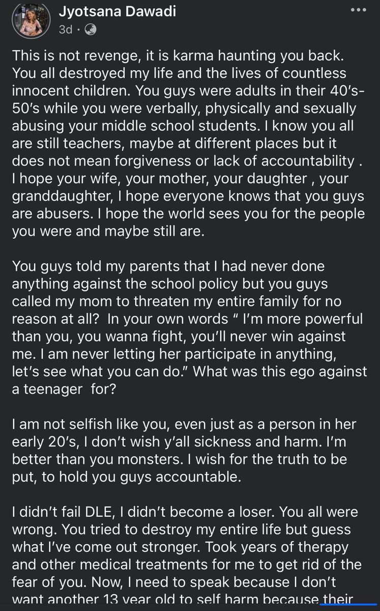 isthisbehavior's tweet photo. Guys I need help. This abuse has been going on for decades, seniors 10-20 years older than me and  juniors 7-8 yrs younger went through a similar experiences. How much longer can this go on for?  These monsters are still teachers, it needs to end.
#TriyogSchool #AbuseOfAuthority https://t.co/6997w1GTqi