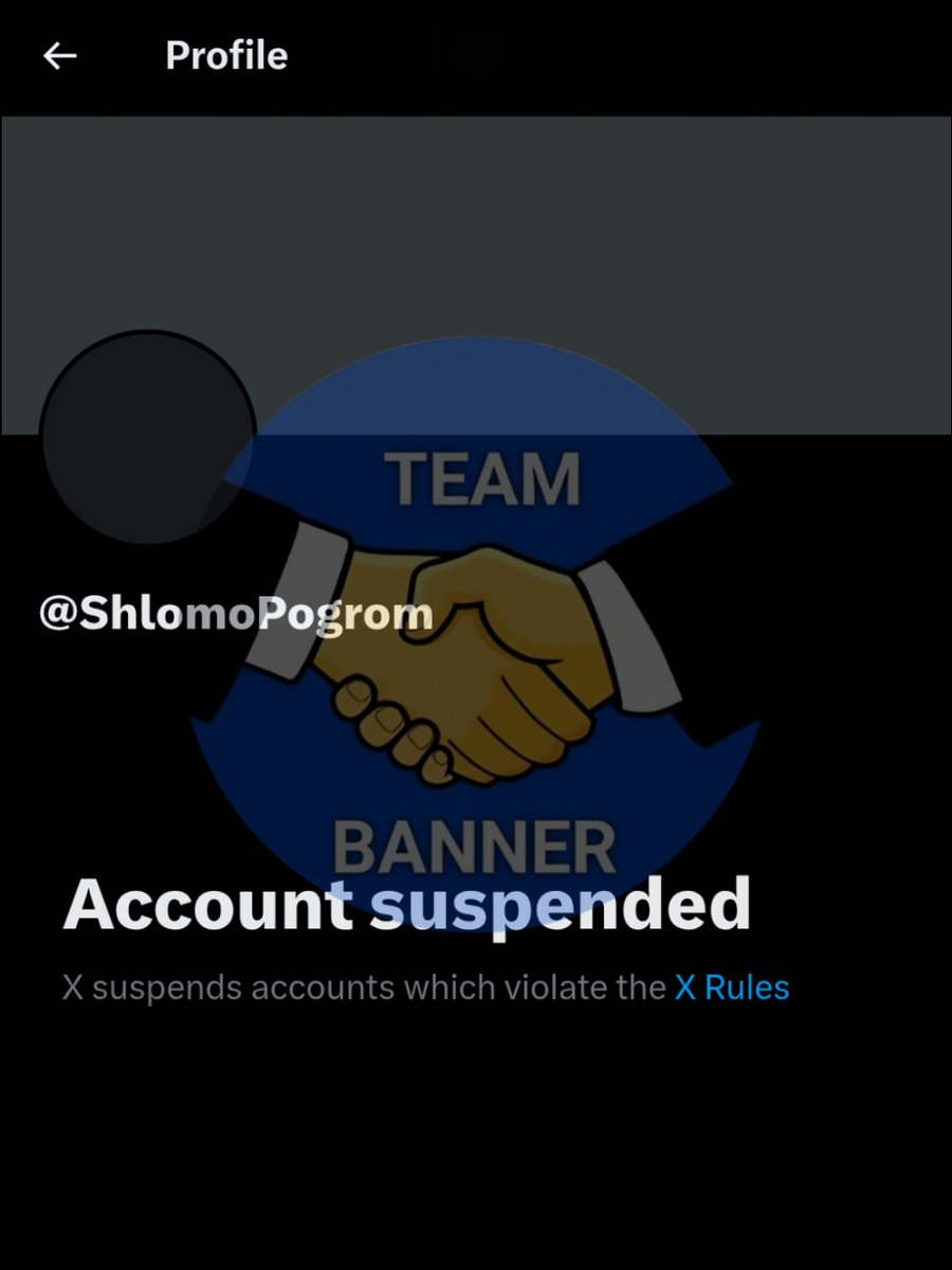 SuspenderTeam's tweet photo. Appreciate @X for taking action against @ShlomoPogrom for violating the violent threats policy. Swift action like this makes X a better place! #ZeroTolerance #SaferX https://t.co/PplCRNMoZ9