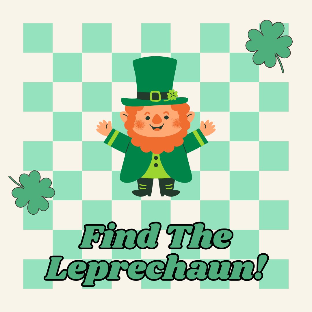 1540_Place's tweet photo. A mischievous leprechaun has been spotted running wild around the property! 🍀🏃‍♂️
He’s fast, he’s sneaky, and he’s hiding somewhere nearby. Think you’ve got what it takes to catch him? Be the first to find the little troublemaker and bring him to the front office, and... https://t.co/4hYC7ywliF