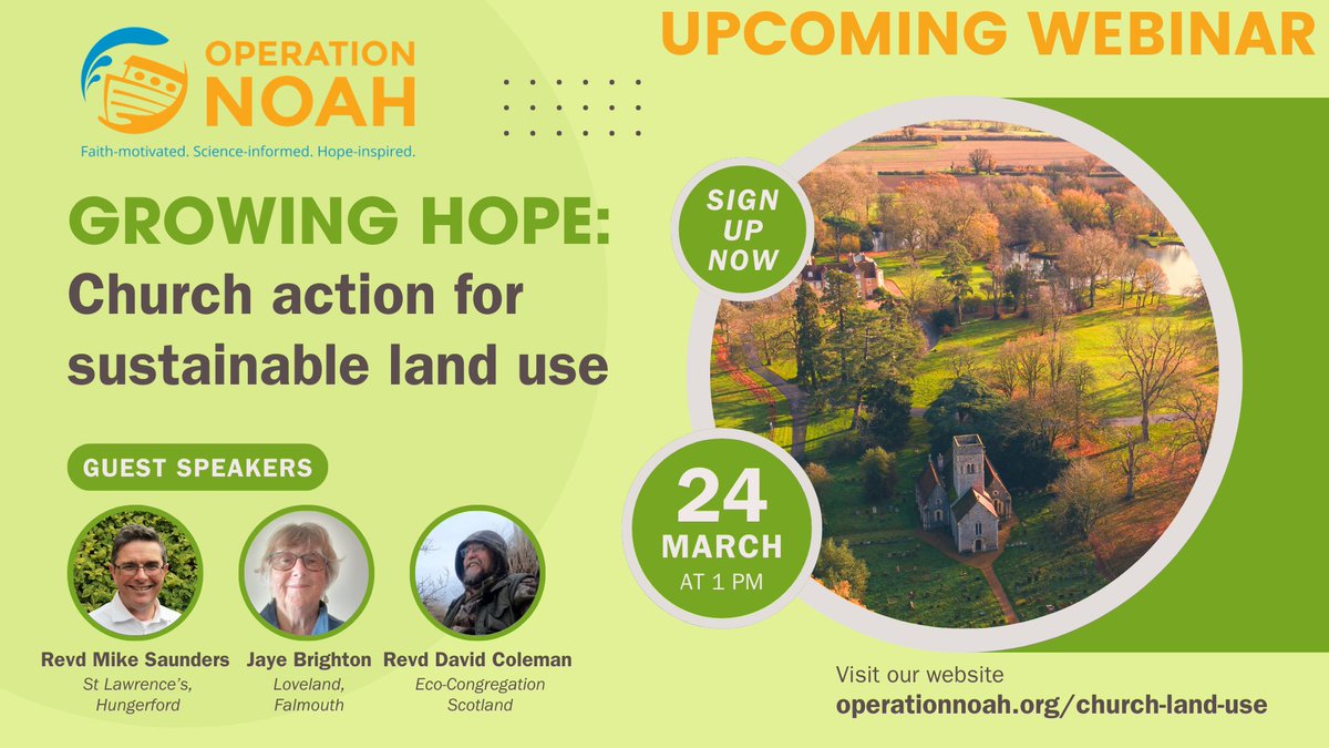 Next week, <a href="/OperationNoah/">Operation Noah</a> will relaunch their land use campaign. Join them on Monday 24 March at 1pm for a webinar featuring inspiring speakers involved in local actions and promoting resources to grow positive action. Sign up here: us02web.zoom.us/meeting/regist…