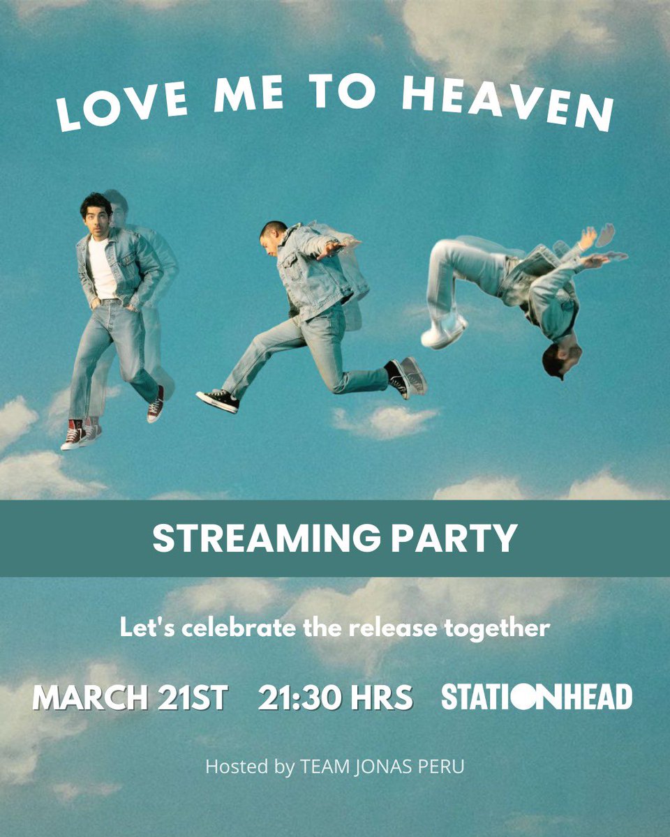 teamjonasperu's tweet photo. Estamos listas para el estreno de nuestra nueva canción favorita!
LOVE ME TO HEAVEN llega el 21 de Marzo y queremos celebrar junto a ustedes la canción que marca el inicio de esta nueva era
📆 Están súper invitados a sumarse a nuestro Streaming party el viernes 21 a las 21:30hrs https://t.co/RulbK8a0aL