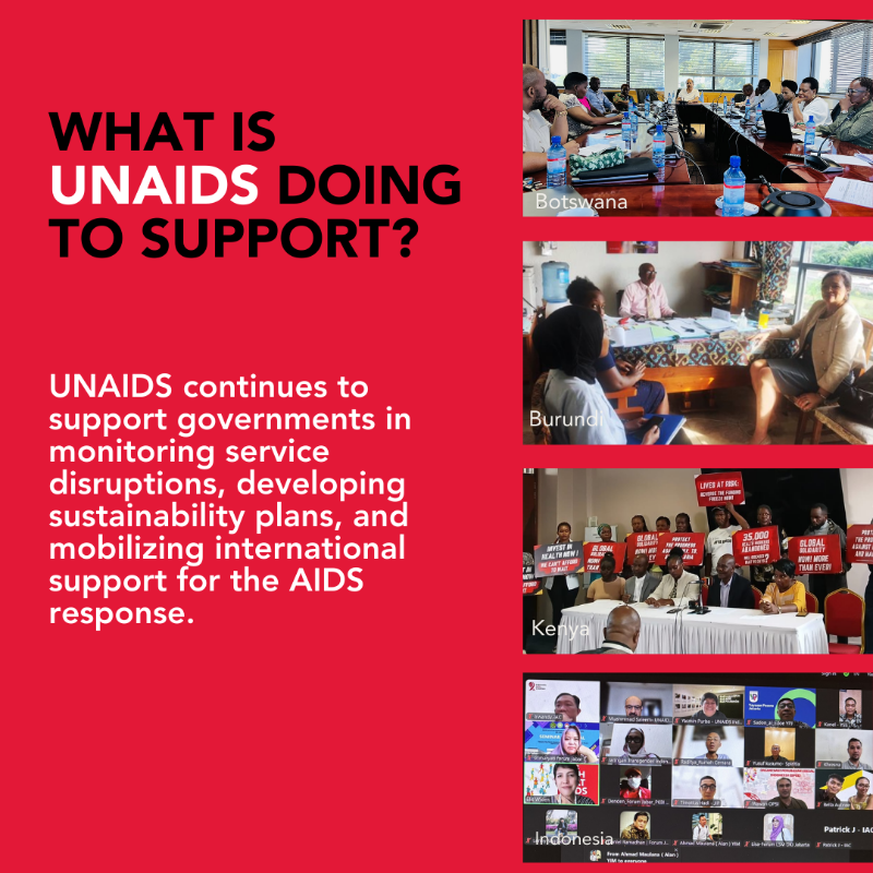 UNAIDS's tweet photo. New reports from countries show continuing disruptions in HIV responses due to US funding shift.