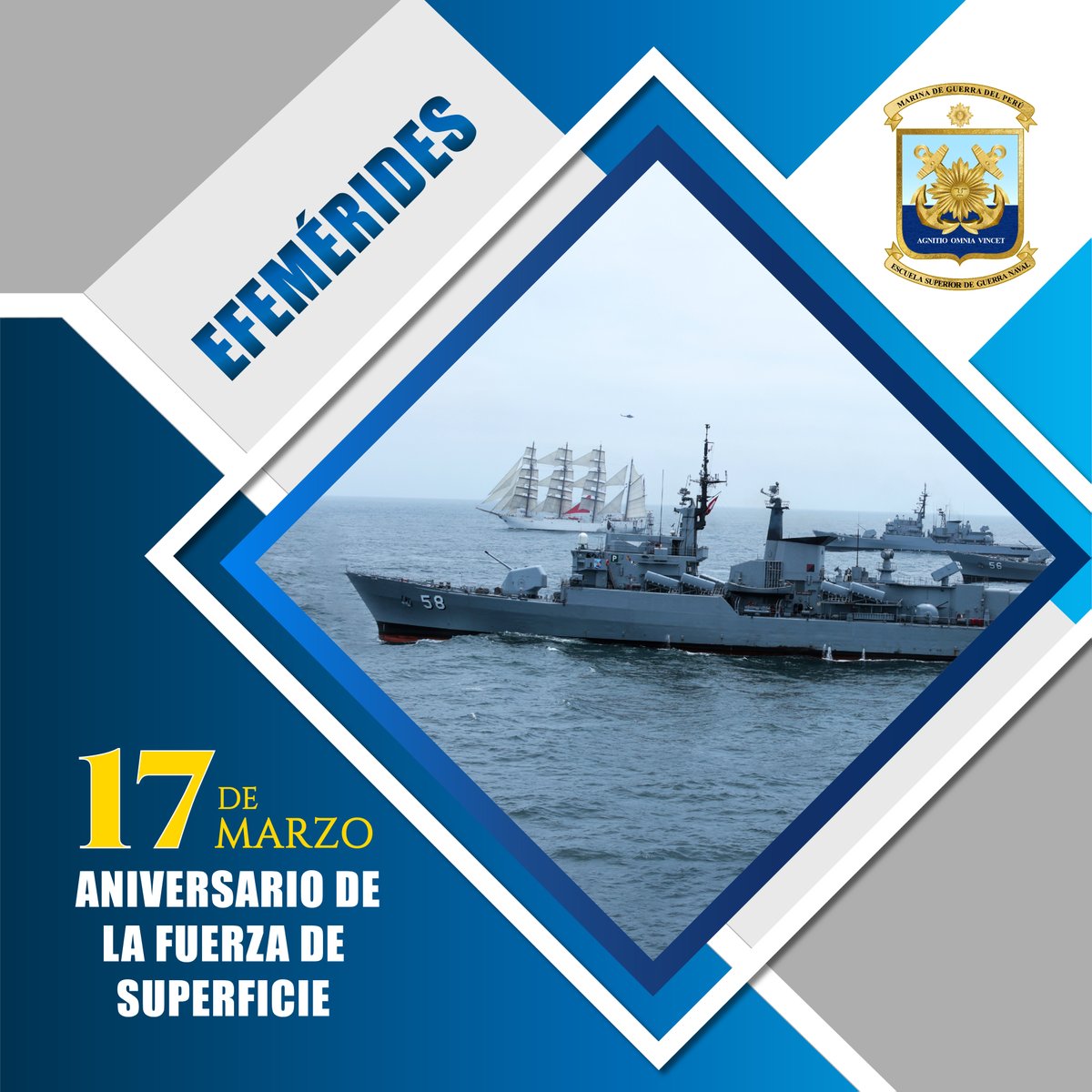 Hoy conmemoramos el 204° aniversario de la Fuerza de Superficie de la Marina de Guerra del Perú, cuyo compromiso con la defensa de la soberanía y la integridad territorial ha sido inquebrantable desde su creación el 17 de marzo de 1821.