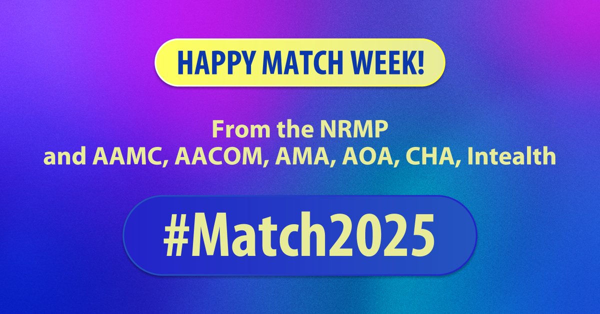 AACOMmunities's tweet photo. Excitement is in the air as #MatchWeek kicks off! Sending positive vibes to all med students eagerly awaiting their match results. Your journey to becoming DOs is one step closer! Best of luck, future doctors!🩺
#FutureDOs #MedEd #Match2025 @TheNRMP @AAMCtoday @AmerMedicalAssn @AOAforDOs @hospitals4kids