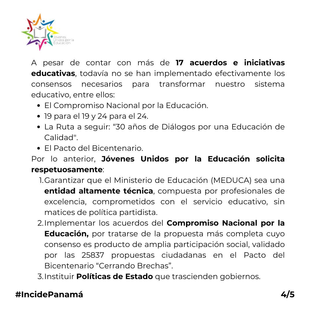 AlvaroAlvaradoC's tweet photo. Jóvenes Unidos por la Educación.
📣 Hoy, alzamos nuestra voz en defensa del presupuesto educativo. Nuestra carta abierta al Presidente denuncia la transferencia de $181 millones originalmente destinados a escuelas que tanto lo necesitan. La educación no puede seguir esperando. ¡Únete a nuestra causa por un futuro donde cada estudiante panameño tenga acceso a instalaciones dignas! #EducaciónPrioritaria #JóvenesPorPanamá #DerechosEducativos