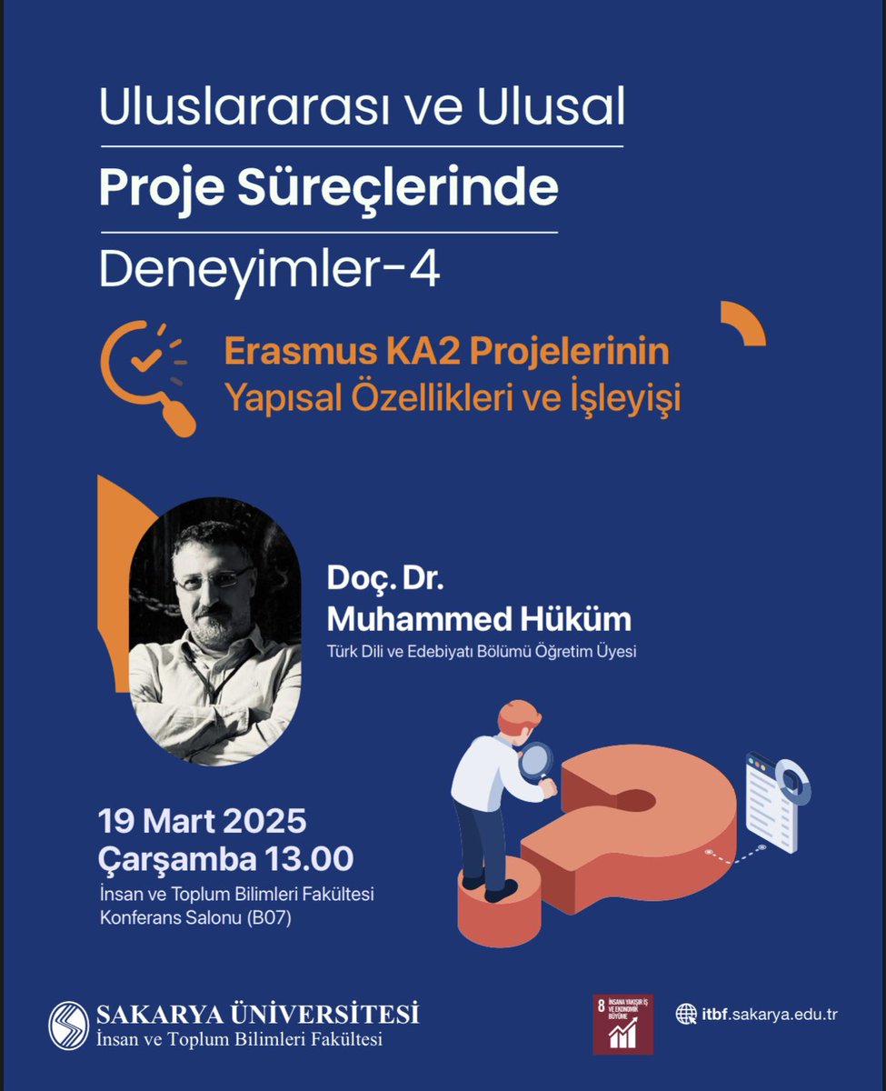 Uluslararası ve Ulusal Proje Süreçlerinde Deneyimler - 4

Erasmus KA2 Projelerinin Yapısal Özellikleri ve İşleyişi

👨🏻‍🏫 Doç. Dr. Muhammed Hüküm
🏫 İTBF A Blok Konferans Salonu
📅 19 Mart 2025 Çarşamba
🕚 13:00