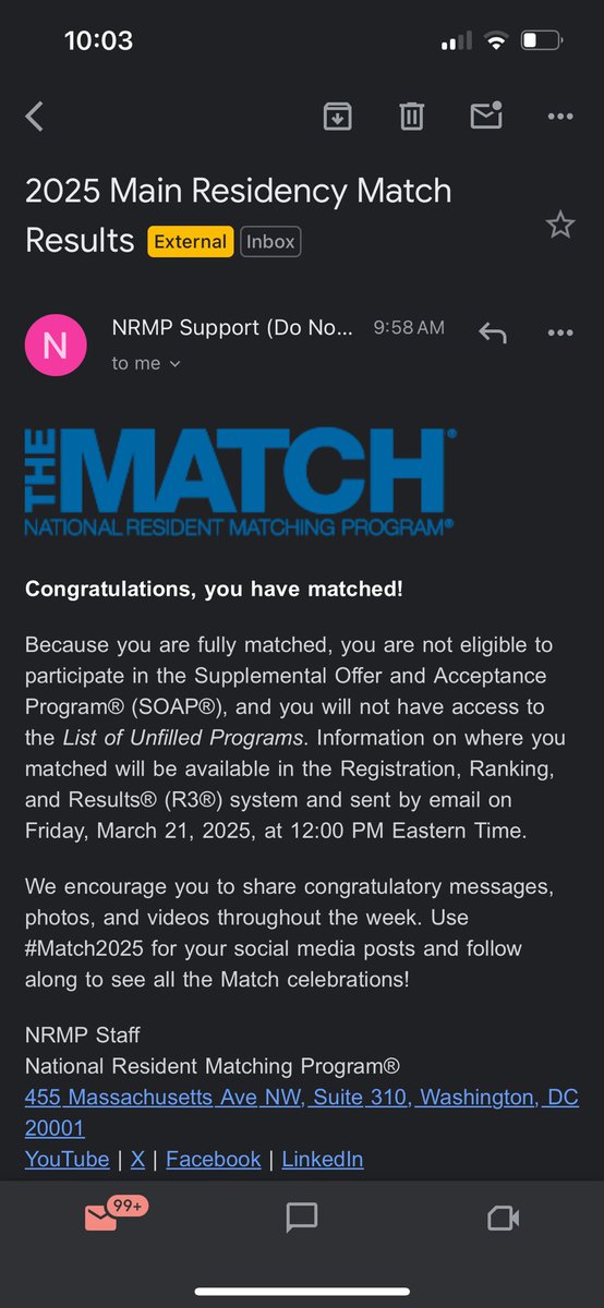 I matched!!!!! 
I have a job as a doctor. Took the biggest exhale in the world!!!! #MATCH2025