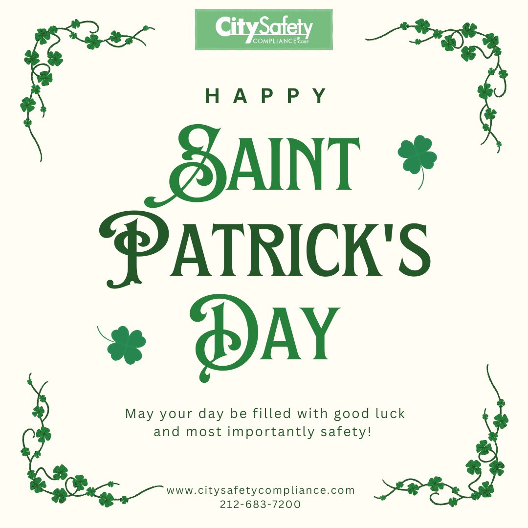 Stay safe and have fun this St. Patrick’s Day! 🍀🍀💚
 #SafetyFirst #LuckyAndSafe #StPatricksDay #WorkplaceSafety #IrishLuck