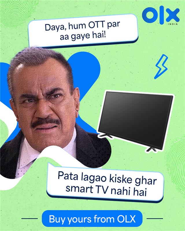 OLX_India's tweet photo. Isse pehle ki Daya darwaza tod de, aap smart TV lelo OLX se!
Visit our website now.
#OLXIndia #BuySellHassleFree #OLXKarBechDe #PrelovedDeals #SecondHandSeFirstClass #SmartShopping #DeclutterYourSpace #BudgetBuy #SellItOnOLX https://t.co/G3mQVNeTC7
