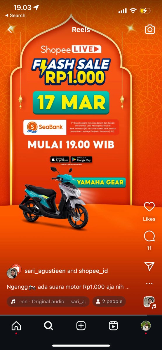OncomMak's tweet photo. siapa nih yang bakal ikutan flash sale motor rp1.000 di shopee live jam 9 malem nanti?? 🤩 siapa tau rezeki kita kan, jangan sampe kelewatan gesss! #ShopeeLiveMotorRP1000 https://t.co/nsoVTxm9rN