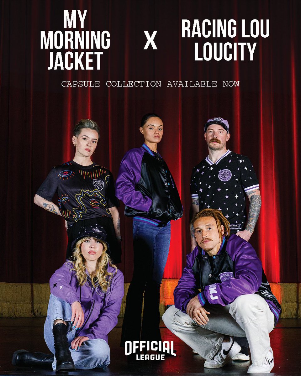 Official League (@officialeague) on Twitter photo MY MORNING JACKET X RACING LOU & LOUCITY
this special official league collection features 10 new premium items, blending <a href="/mymorningjacket/">my morning jacket</a>'s distinctive artistic vision with the vibrant energy of <a href="/loucityfc/">Louisville City FC</a> and <a href="/RacingLouFC/">Racing Louisville FC</a> ✨⚽️ MY MORNING JACKET X RACING LOU & LOUCITY
this special official league collection features 10 new premium items, blending <a href="/mymorningjacket/">my morning jacket</a>'s distinctive artistic vision with the vibrant energy of <a href="/loucityfc/">Louisville City FC</a> and <a href="/RacingLouFC/">Racing Louisville FC</a> ✨⚽️