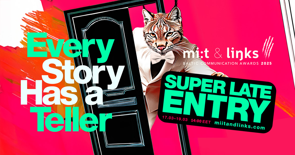 Super Late Entry Period is now open until March 19, 14:00 EET. 

Single entry: €340 + 21% VAT*

Three or more entries: €295 + 21% VAT per entry

*EU entrants outside Latvia are VAT-exempt under current EU regulations. 

#miitandlinks #balticcommunicationawards #Communication