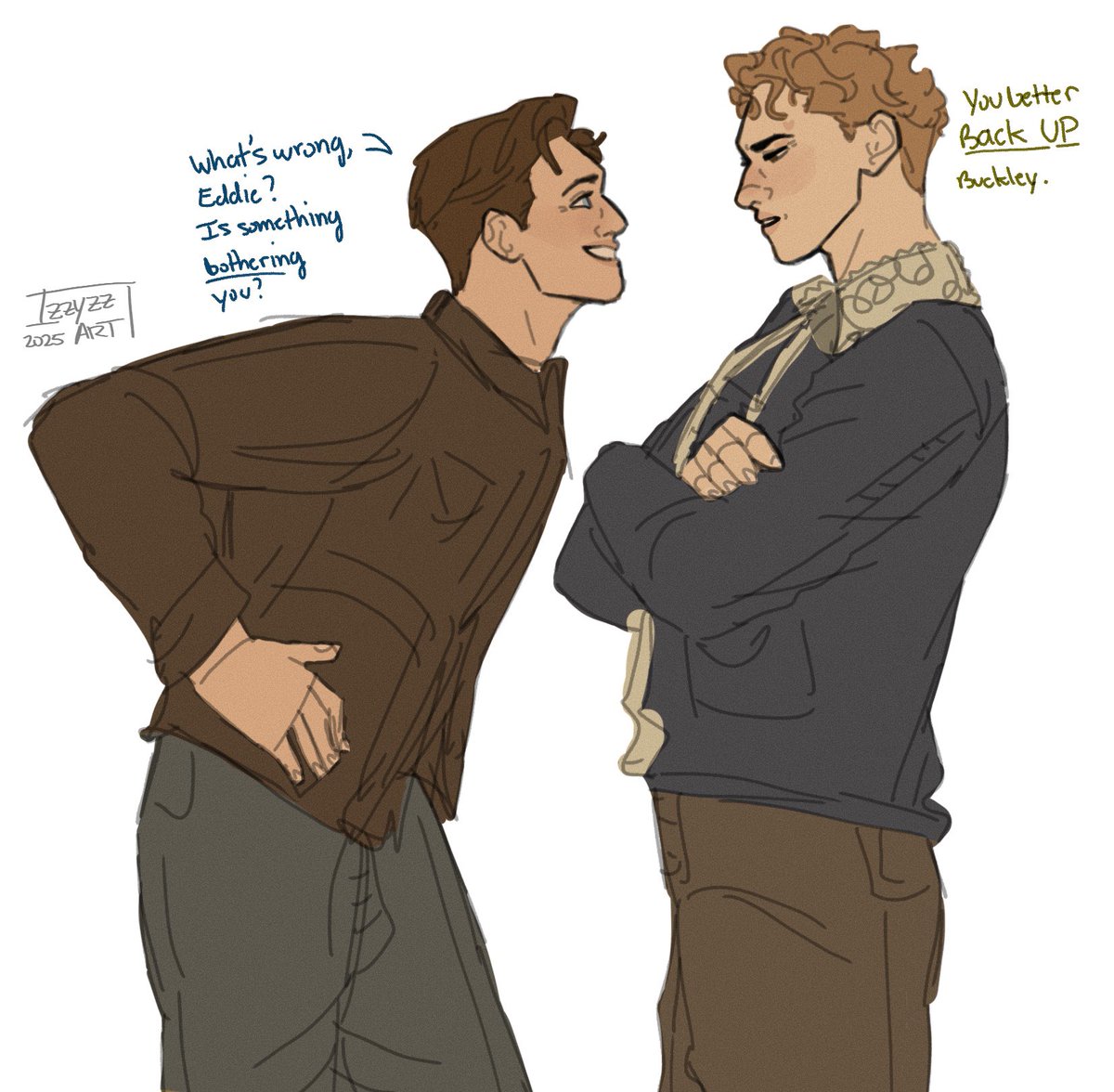 see this just made me think of bodyswapped buddie but their eyes swap colors too