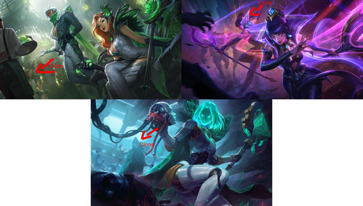 Something I always love about LeBlanc splash arts is that she is always using her clone to deceive or get the attention while she is escaping or doing something shaddy. I hope they keep this trend going, and add to the ones that will get reworked with VU. Can't wait to see them!!