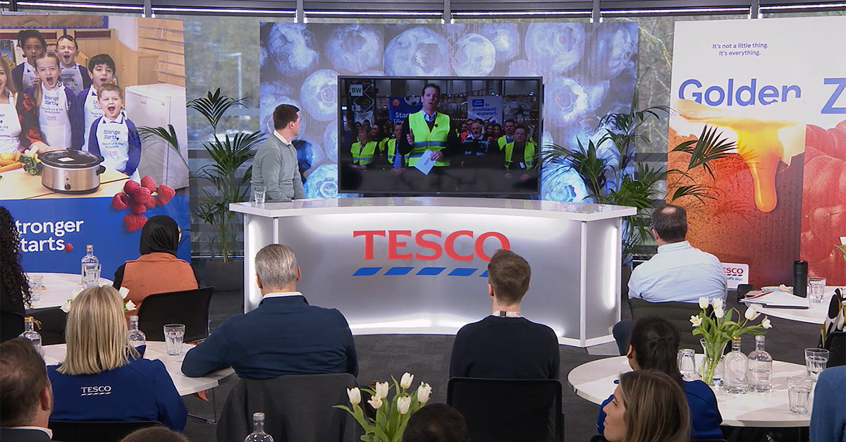 ITNBusiness's tweet image. We were proud to help Tesco transform their internal communications last month — turning a live-streamed colleague event into an interactive, TV-style experience. How are you keeping yours connected?

#EmployeeEngagement #LiveEvents #GlobalWorkforce #StoriesThatMove