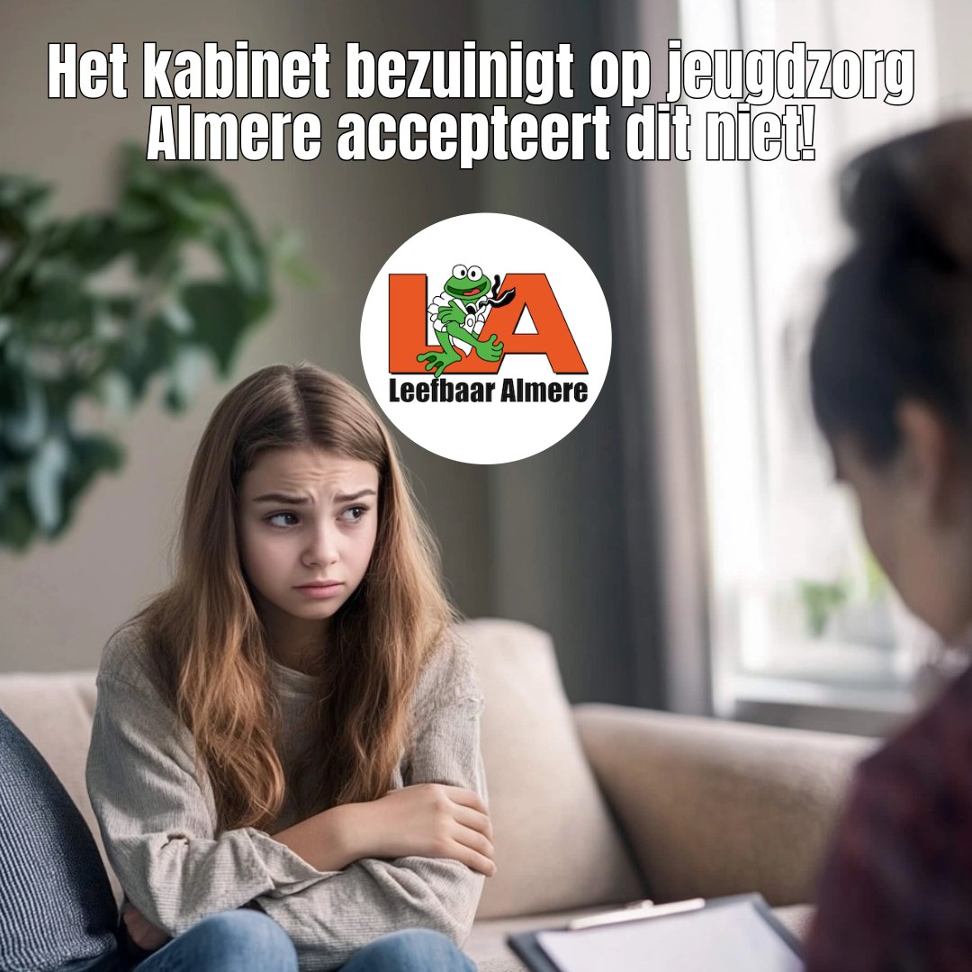 Het kabinet bezuinigt op zorg voor kwetsbare kinderen – Almere accepteert dit niet!

De regering wil miljarden bezuinigen op de jeugdzorg en dwingt gemeenten om deze tekorten zelf op te lossen. Dit betekent langere wachtlijsten, minder zorg en nog meer druk op onze hulpverleners.