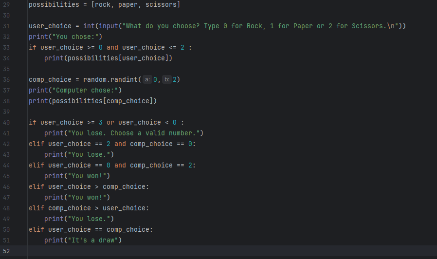 podspensnotes's tweet photo. Day 4 of #100DaysOfCode:
Today's concepts include: The random module, lists, and index errors. 
Created a rock-paper-scissors program to solidify past and newly learned concepts.

#LearnInPublic #letsconnect #python https://t.co/vHFCkNNNKL